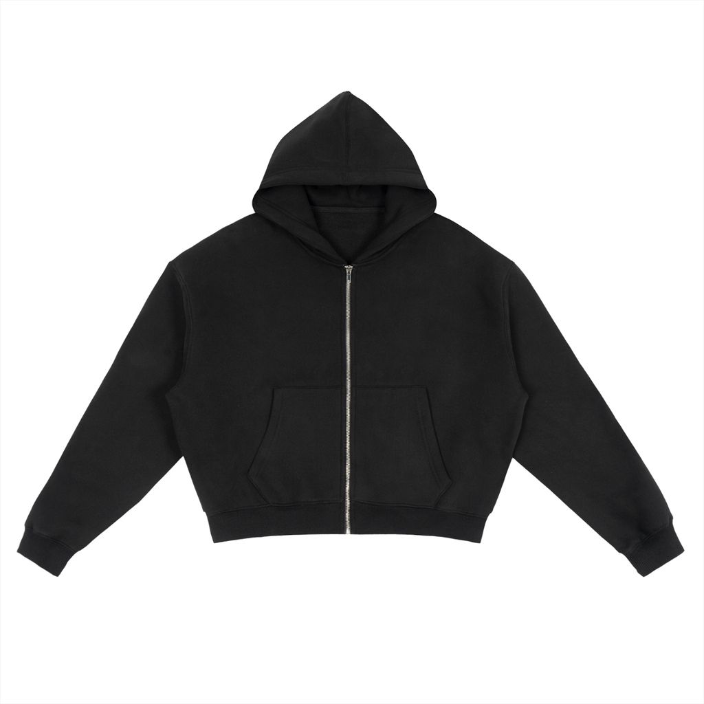 Fleece Zip-Up Boxy Hoodie
