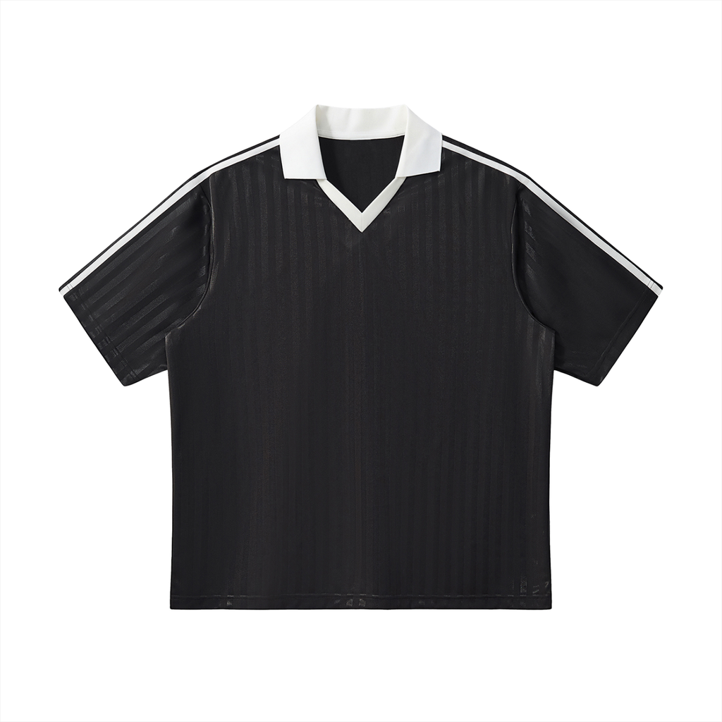 Contrast Collar Striped Soccer Jersey