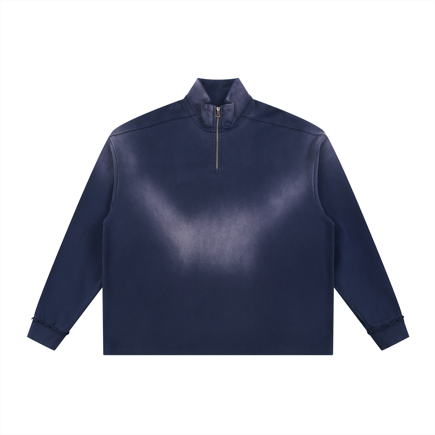 Sun Fade Raw Edge Quarter-Zip Sweatshirt