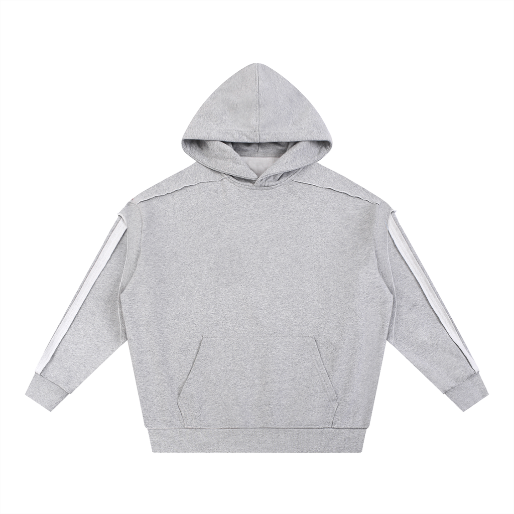 Contrast Tape Raw Edge Double Layered Hoodie