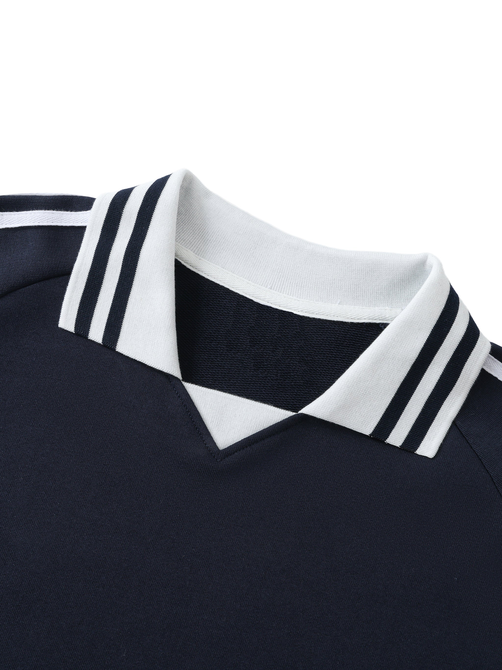 Contrast Striped Lapel Collar Sweatshirt