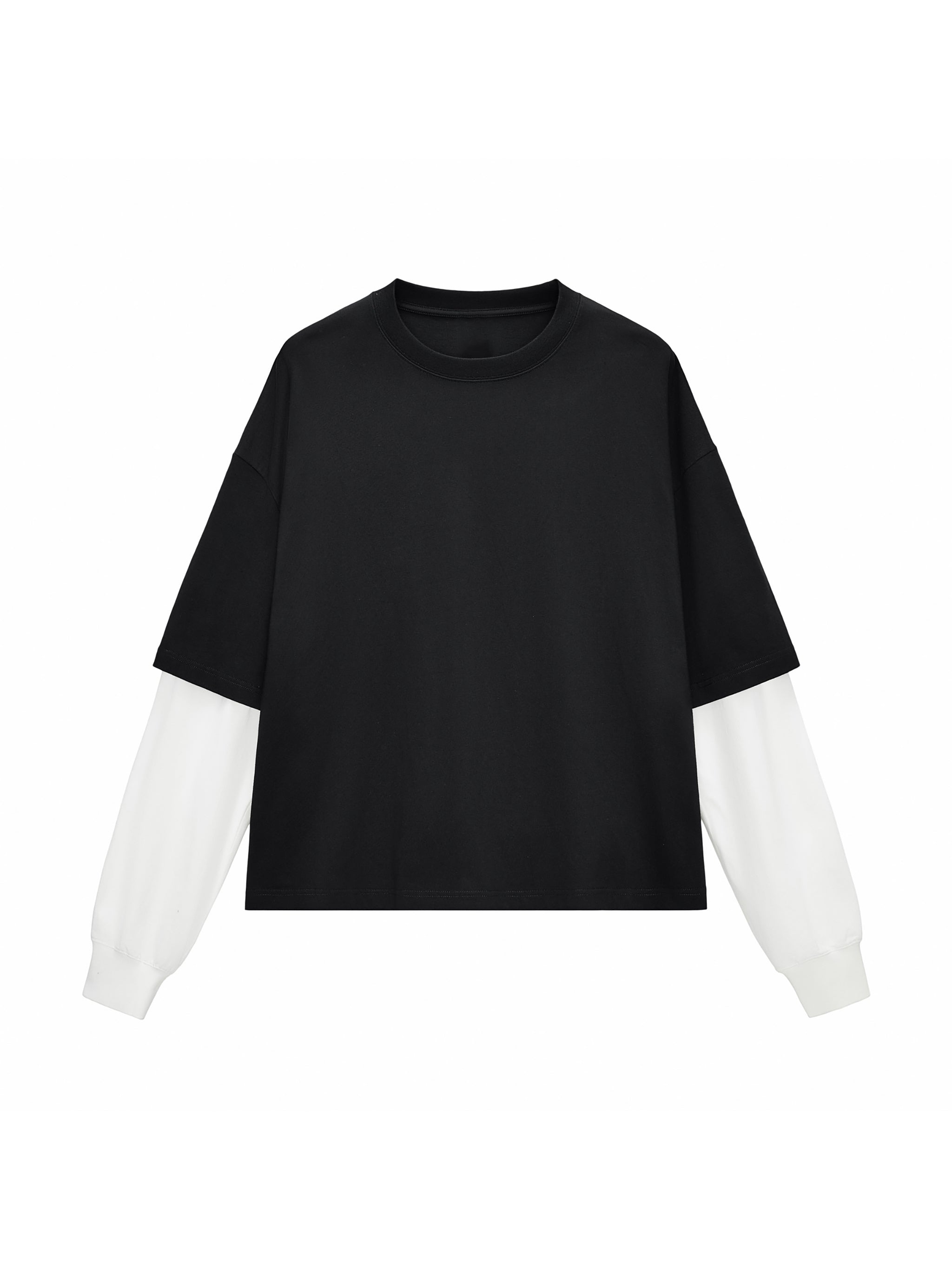 Layered Contrast Sleeve Cotton T-Shirt