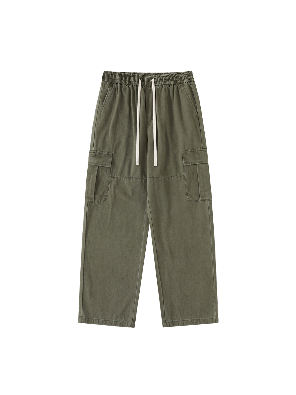 Drawstring Waist Straight-Leg Cargo Pants