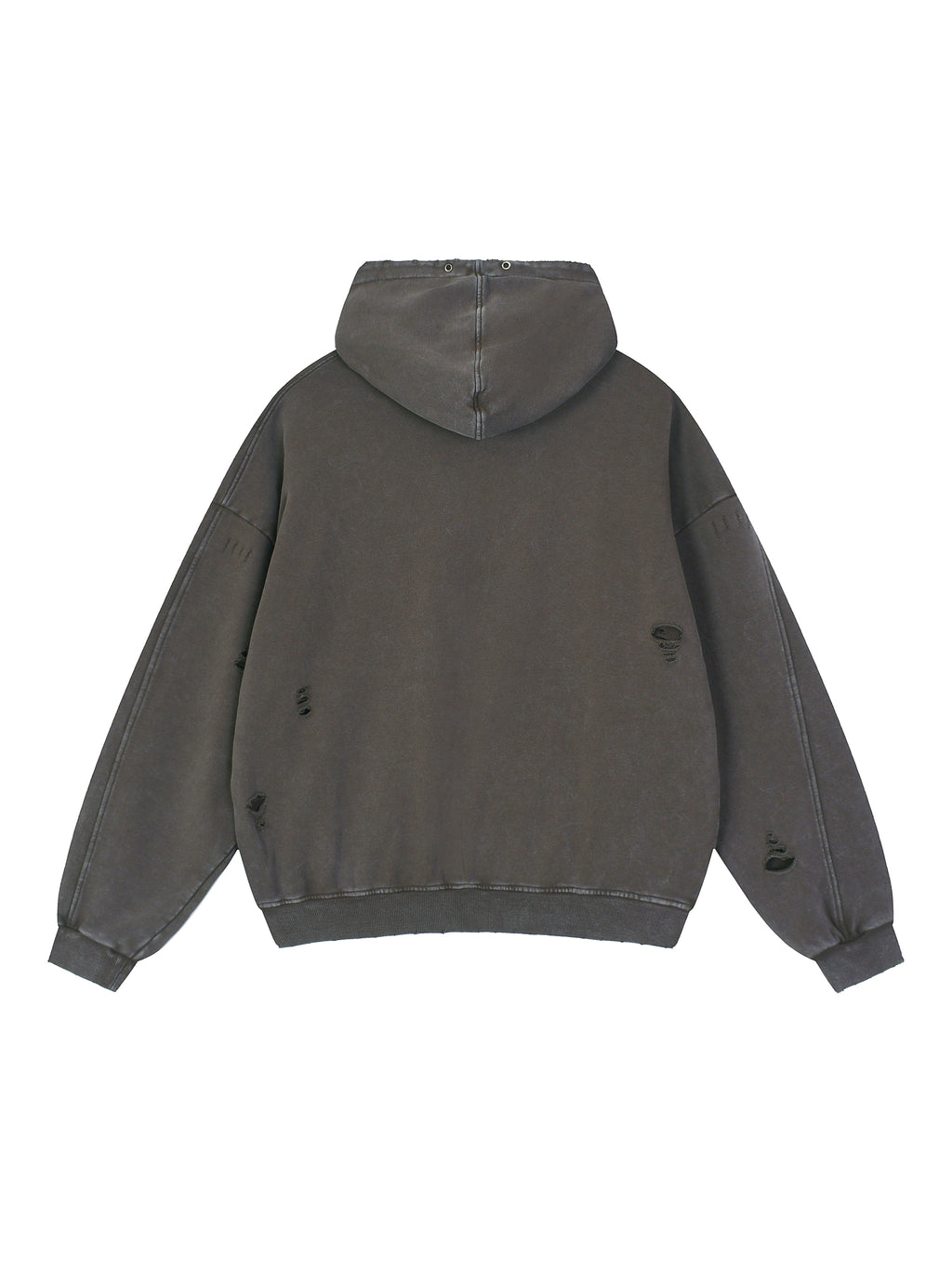 Snow Washed Distressed Panel Pocket Hoodie