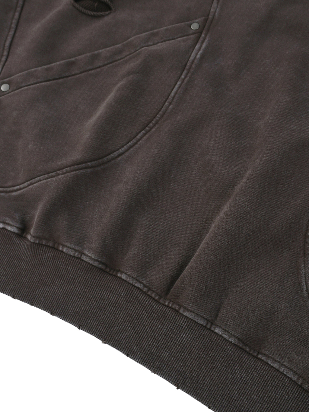 Snow Washed Distressed Panel Pocket Hoodie